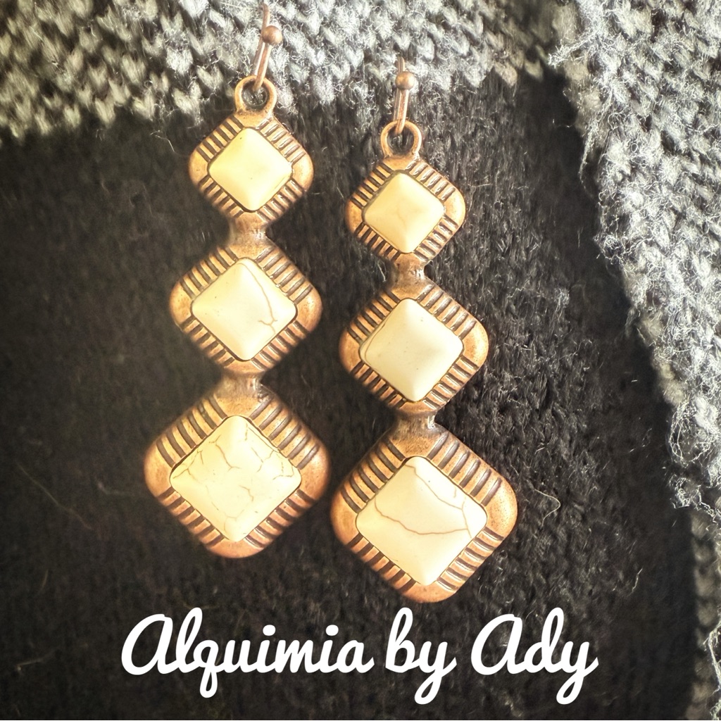 Alquimia Bronze And Cream Teardrop Earrings Turquoise 54$